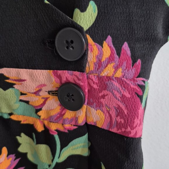ZARA TRF Floral Mini Dress | Black with Pink & Orange Flowers | Size XS - Picture 5 of 13
